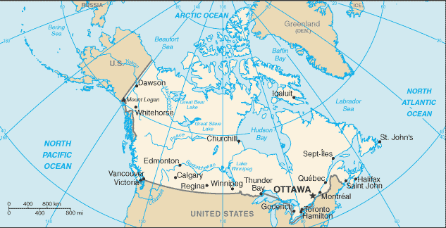mapa de Canada