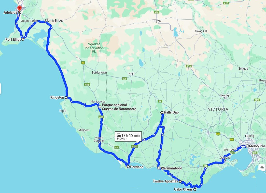 mapa de la ruta 